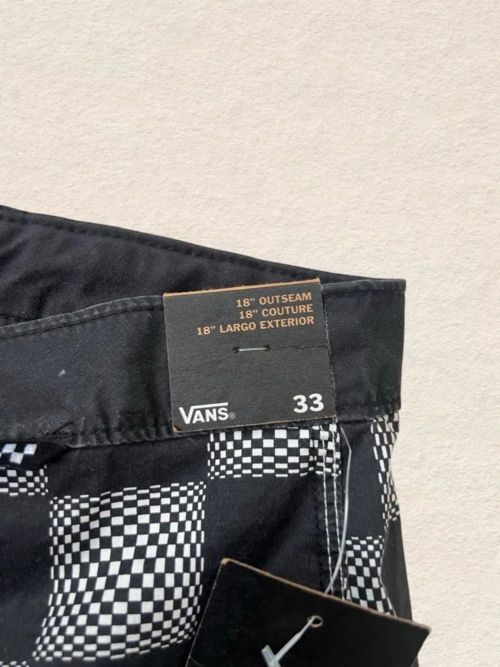 Vans Men’s Black and White Check Swim Board Shorts